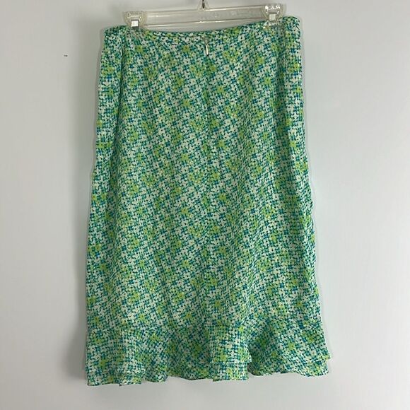 Rena Rowan 2 Piece Skirt Suit Floral Skirt Solid Jacket Lime Green Size 10 - Picture 14 of 16